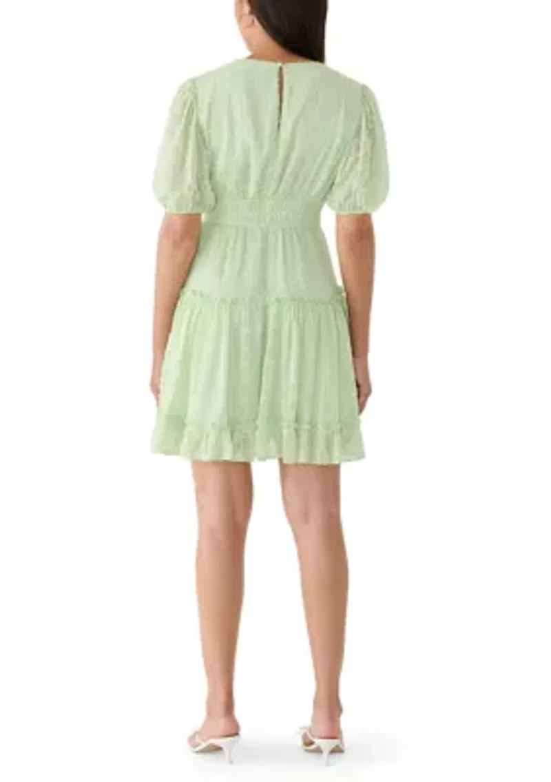 Women's Short Puff Sleeve A-Line Dress
