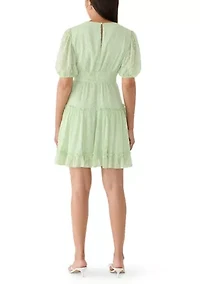 Women's Short Puff Sleeve A-Line Dress
