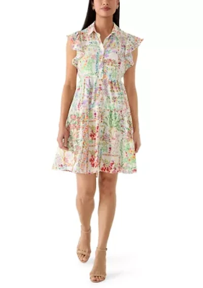Women's Ruffle Sleeve Floral Mini Dress