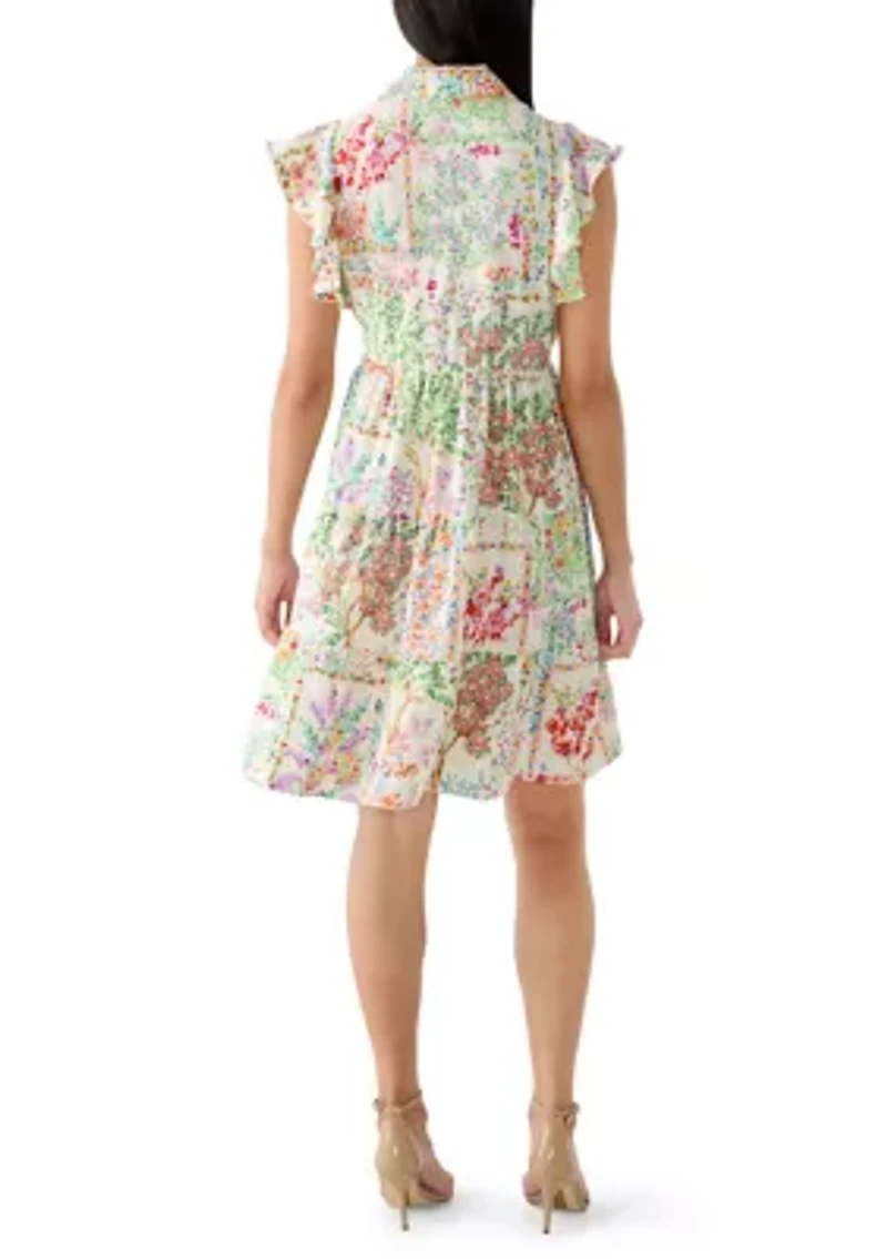 Women's Ruffle Sleeve Floral Mini Dress