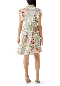 Women's Ruffle Sleeve Floral Mini Dress