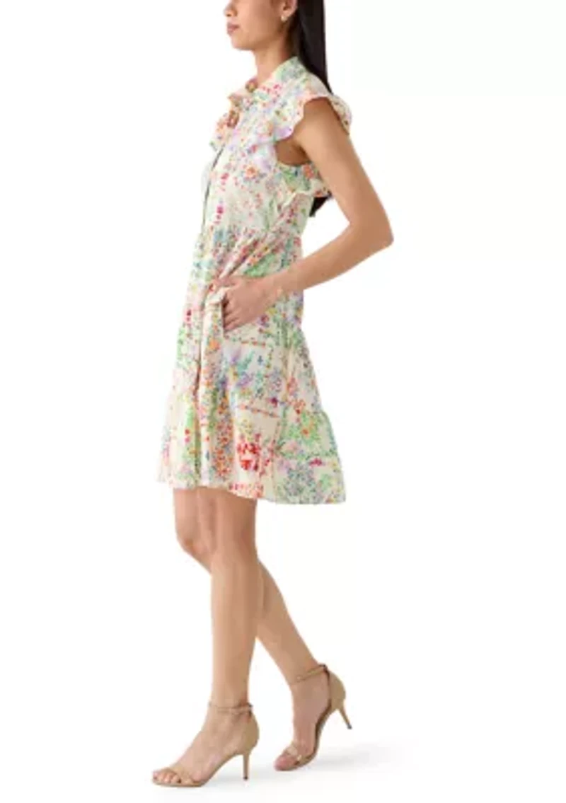 Women's Ruffle Sleeve Floral Mini Dress