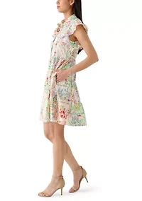Women's Ruffle Sleeve Floral Mini Dress