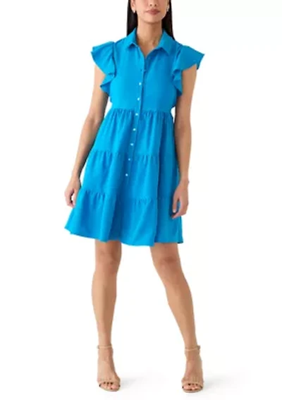 Women's Ruffle Sleeve Tiered Mini Dress