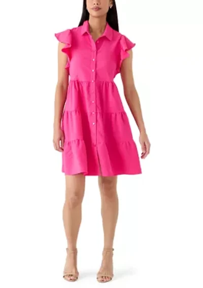 Women's Ruffle Sleeve Tiered Mini Dress