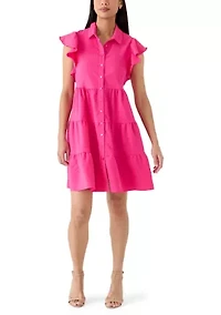Women's Ruffle Sleeve Tiered Mini Dress