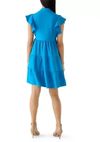 Women's Ruffle Sleeve Tiered Mini Dress