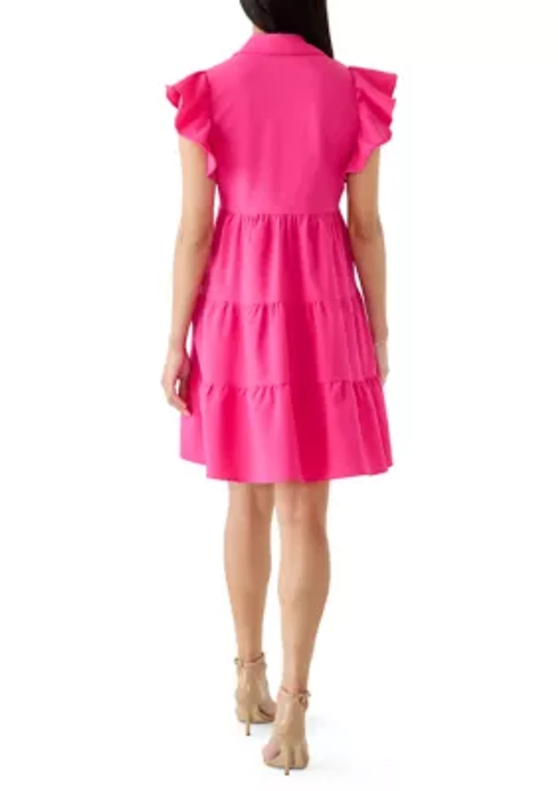 Women's Ruffle Sleeve Tiered Mini Dress