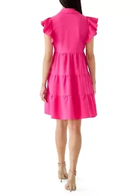 Women's Ruffle Sleeve Tiered Mini Dress