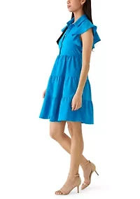Women's Ruffle Sleeve Tiered Mini Dress