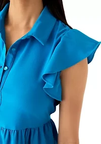 Women's Ruffle Sleeve Tiered Mini Dress