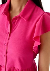 Women's Ruffle Sleeve Tiered Mini Dress