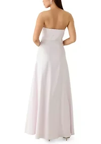 Women's Strapless Placement Print Mikado Midi Dress