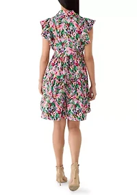 Women's Ruffle Sleeve Floral Print Mini Dress