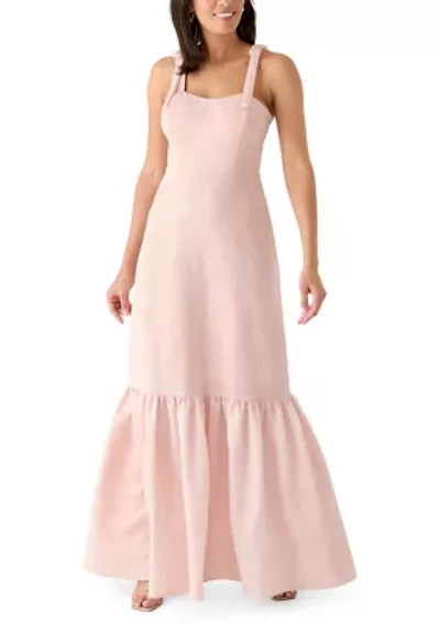 Women's Tie Strap Jacquard Midi Dress