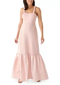 Women's Tie Strap Jacquard Midi Dress