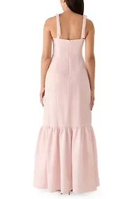 Women's Tie Strap Jacquard Midi Dress