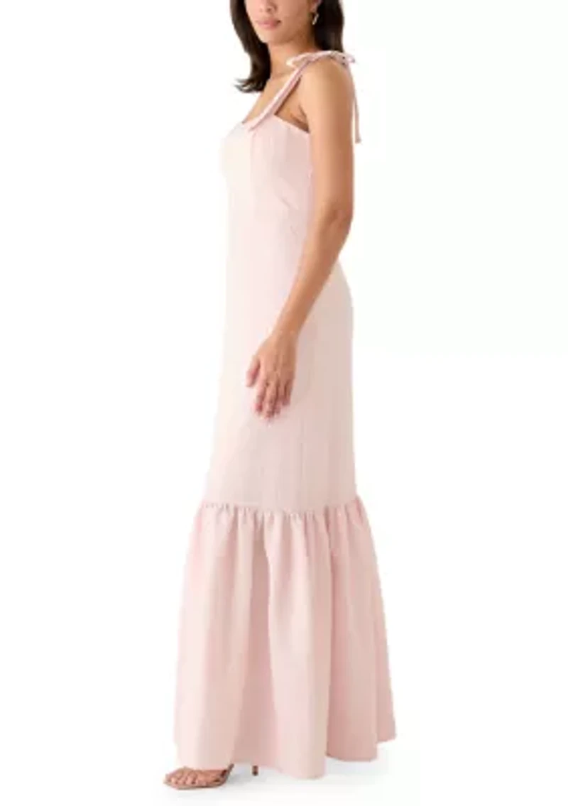 Women's Tie Strap Jacquard Midi Dress