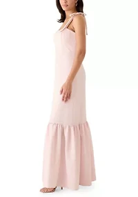 Women's Tie Strap Jacquard Midi Dress