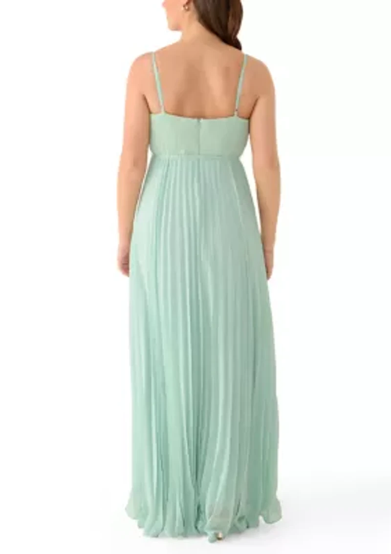 Women's Sleeveless Wrap Dress with Pleated Skirt