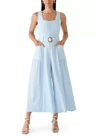 Women's Sleeveless Belted Jumpsuit