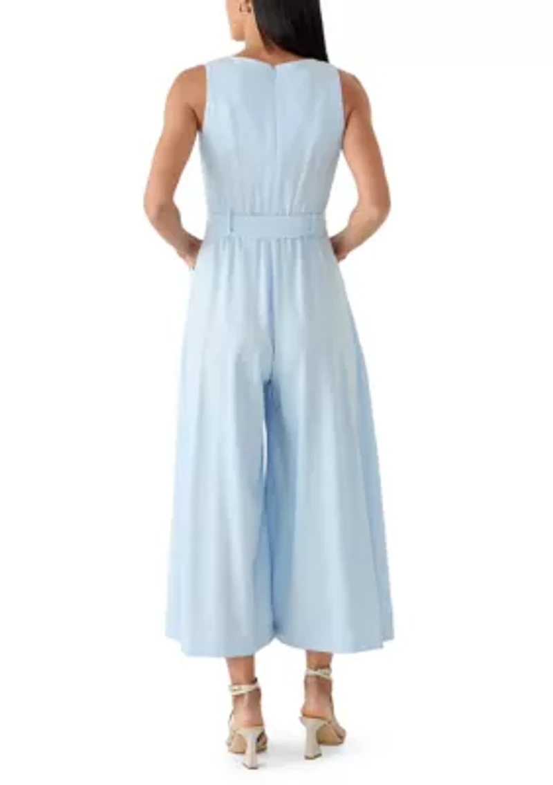 Women's Sleeveless Belted Jumpsuit