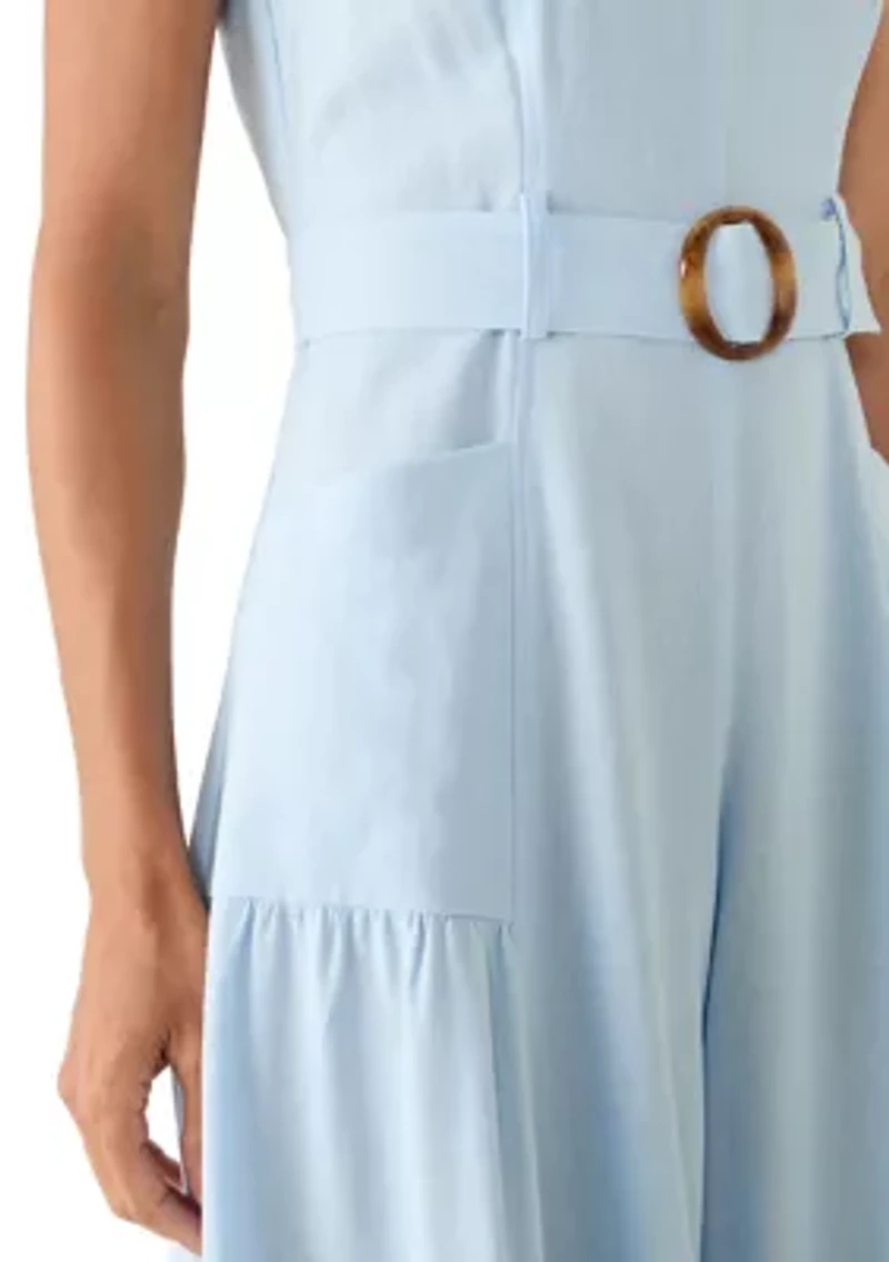 Women's Sleeveless Belted Jumpsuit