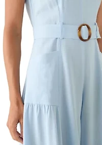Women's Sleeveless Belted Jumpsuit