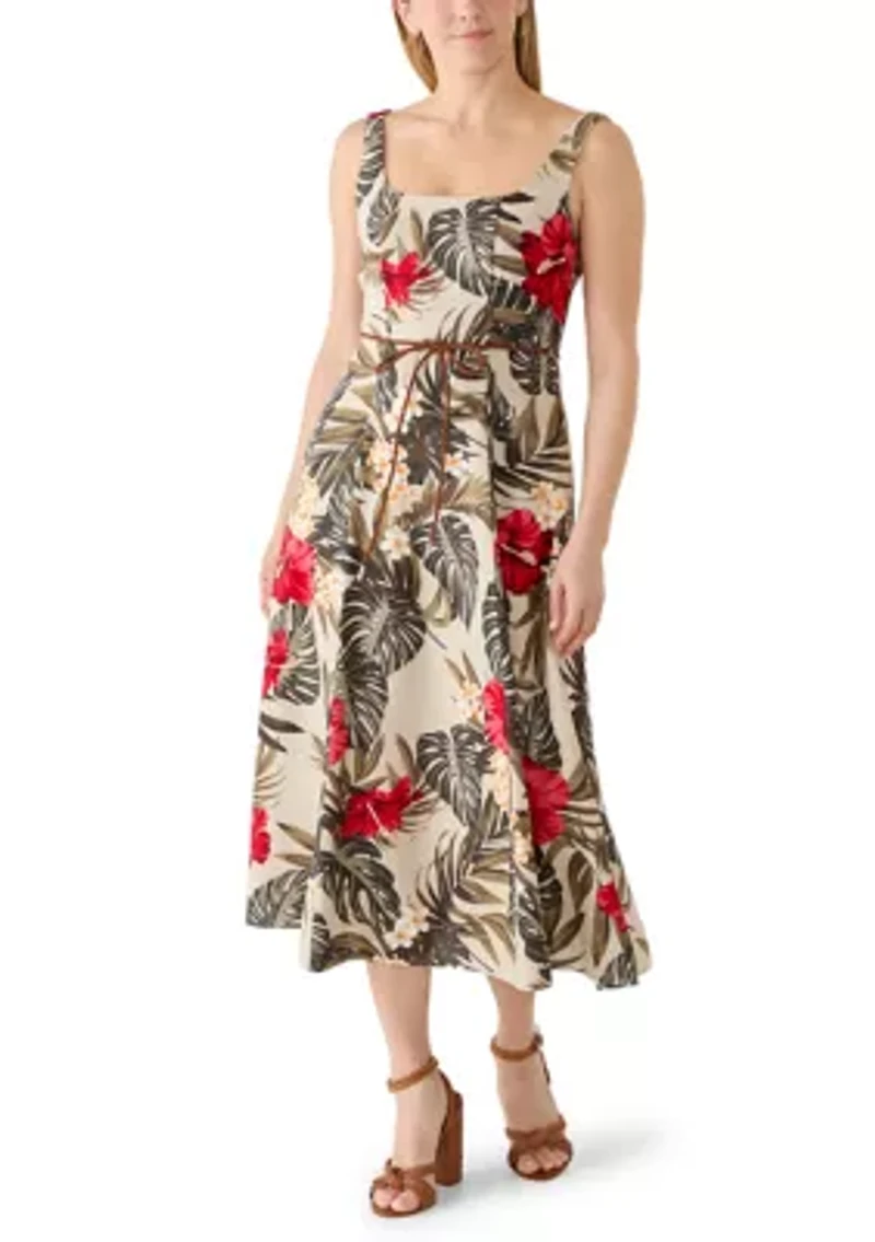 Women's Sleeveless Floral Print A-Line Dress