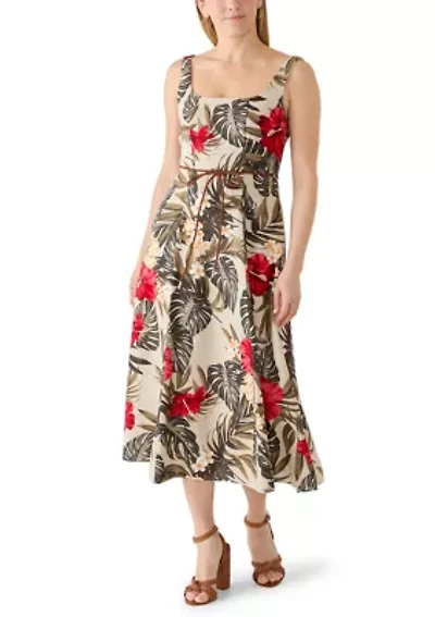 Women's Sleeveless Floral Print A-Line Dress