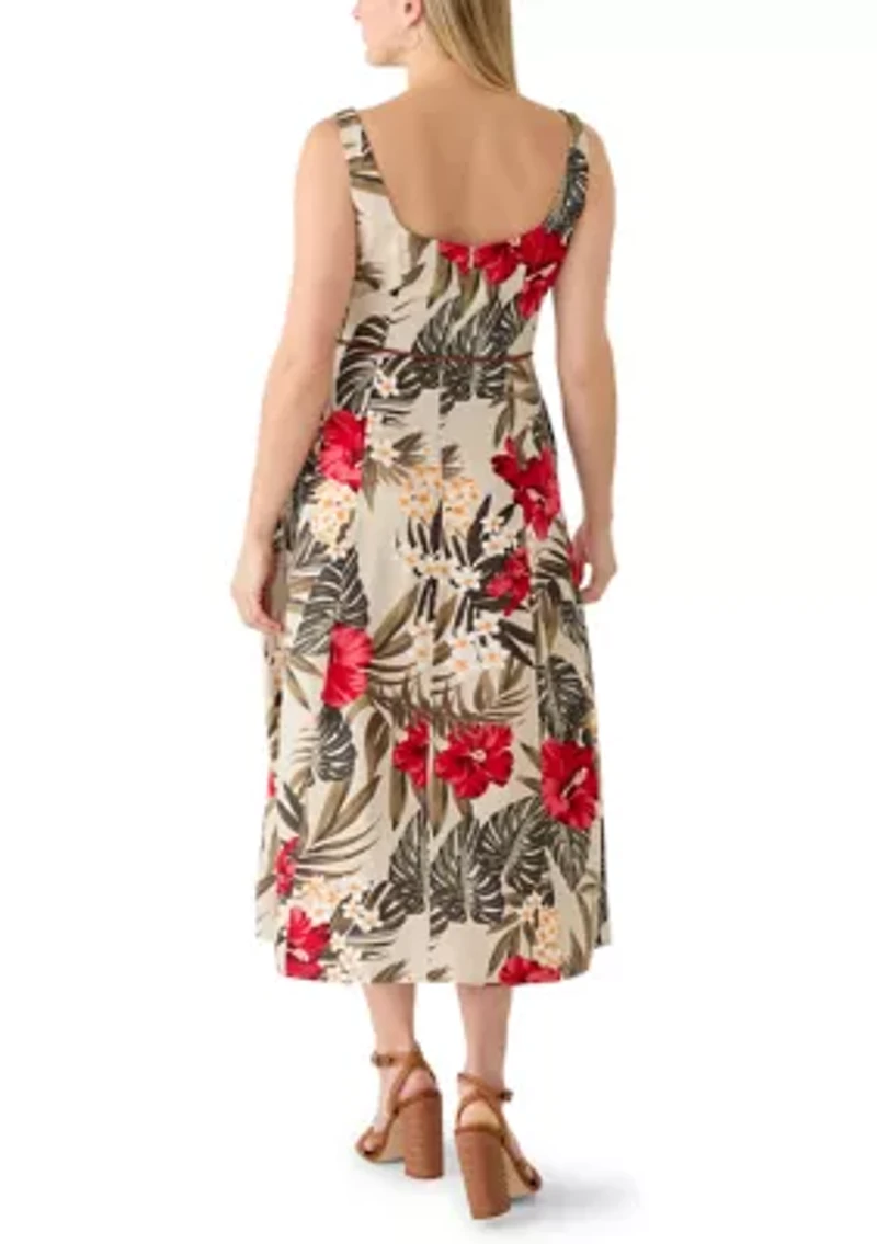 Women's Sleeveless Floral Print A-Line Dress