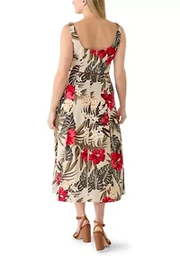 Women's Sleeveless Floral Print A-Line Dress