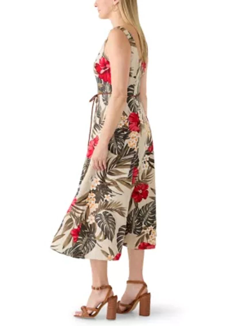 Women's Sleeveless Floral Print A-Line Dress