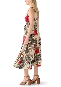 Women's Sleeveless Floral Print A-Line Dress