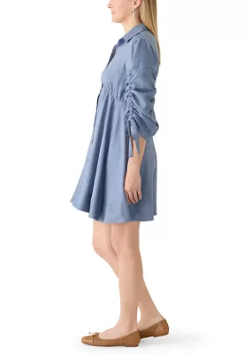 Women's 3/4 Sleeve Scrunched Babydoll Dress