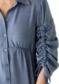 Women's 3/4 Sleeve Scrunched Babydoll Dress