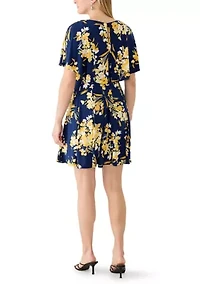Women's Sleeveless Capelet Printed A-Line Dress
