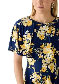 Women's Sleeveless Capelet Printed A-Line Dress