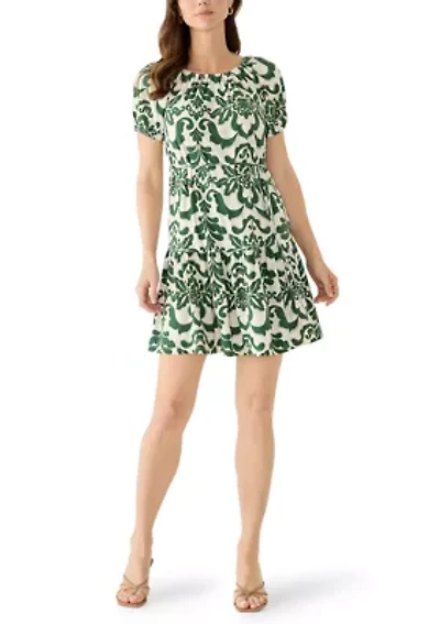 Women's Short Sleeve Printed A-Line Dress