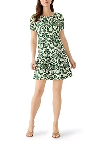 Women's Short Sleeve Printed A-Line Dress