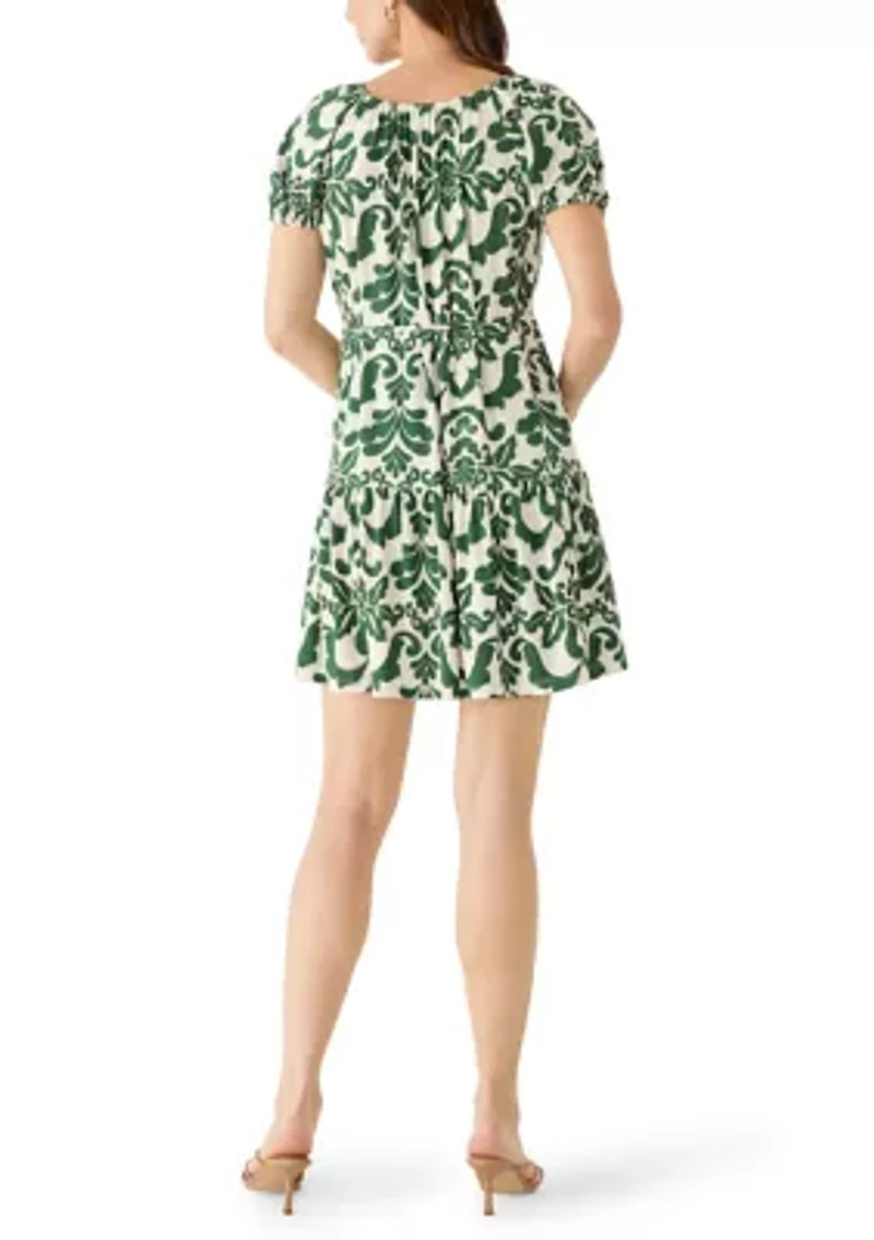 Women's Short Sleeve Printed A-Line Dress