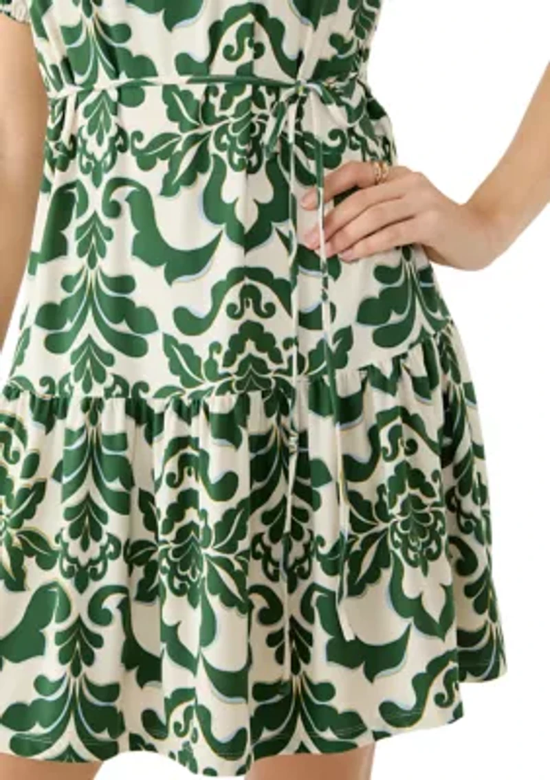 Women's Short Sleeve Printed A-Line Dress