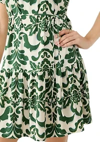 Women's Short Sleeve Printed A-Line Dress
