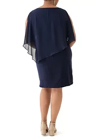 Plus Scoop Neck Printed Chiffon Midi Dress