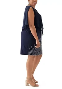 Plus Scoop Neck Printed Chiffon Midi Dress