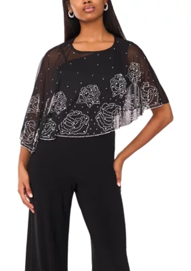 Women's Beaded Combo Sleeve Romper