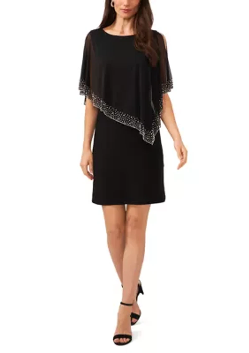 Women's Cape Sleeve Popover Chiffon Dress