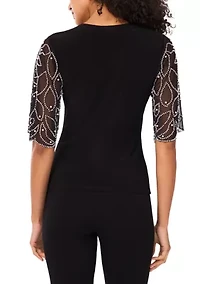 Women's Short Sleeve V-Neck Solid Top