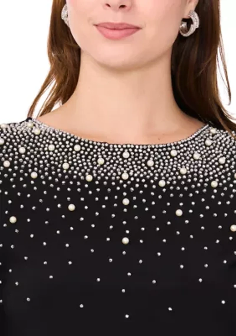 Women's Pearl Embellished Solid Top
