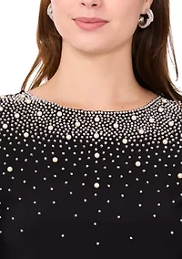 Women's Pearl Embellished Solid Top